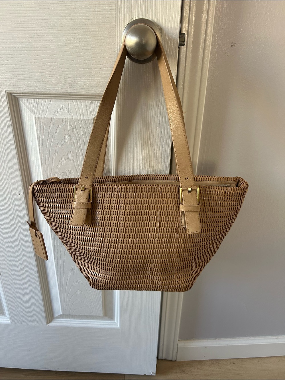 Sharif Marc & Marc Woven Shoulder Bag in Tan Genuine Leather